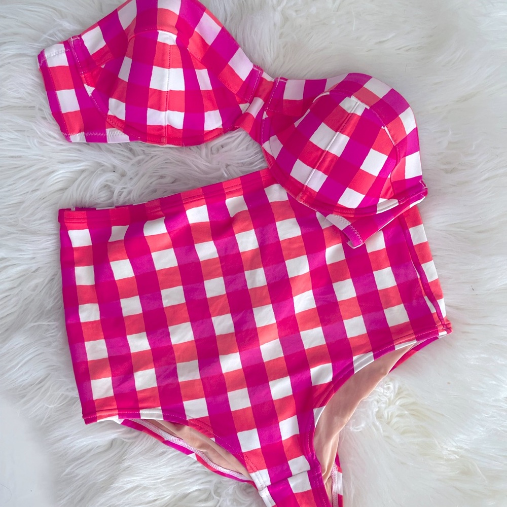Jcrew Checkered/Gingham Strapless High Waisted Tw… - image 2